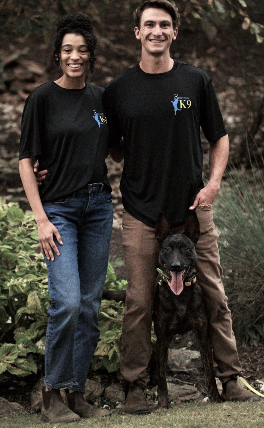 Charlie and Jaylin Fowler, founders of Everything K9 in Greenville, SC, with their dog